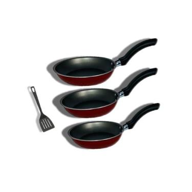 Imagem de Kit 3 Frigideira Grossa Antiaderente Teflon Brinde Espátula - imperial