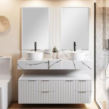 Imagem de Conjunto para Banheiro Bancada em Porcelanato para Cuba de Apoio, Armá