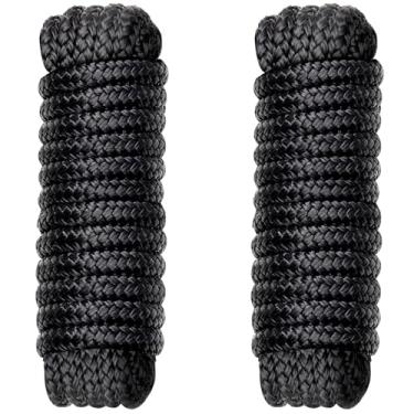 Imagem de Corda marítima de linhas de doca de barco - 1,9 cm x 7,6 m com laço pré-emendado de 30,5 cm cordas de nylon trançado duplo linha de amarração para barcos, ancoragem, pontão, acessórios de barco