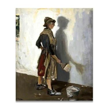 Imagem de Whitewashing John Lavery Classic Realist Portrait & War Scene Canvas Art – Decoração de parede de arte irlandesa para casa 39,98 x 48 cm Un Framed