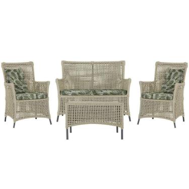 Imagem de Jogo Sofá e 2 Poltronas e Mesa Igapó Preta E5 Trama autêntico Rami