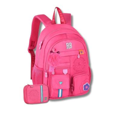 Imagem de Kit Mochila Rebecca Bonbon Costas Rosa Escolar Estojo Box