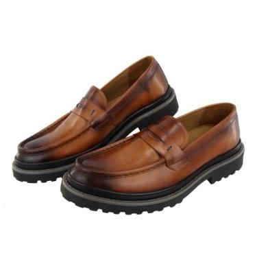 Imagem de Mocassim Masculino Loafer Premium Couro Solado Emborrachado Tratorado Detalhe Costura Manual Tamanho:45;Cor:Caramelo;Gênero:Masculino;Departamento BS:Esporte