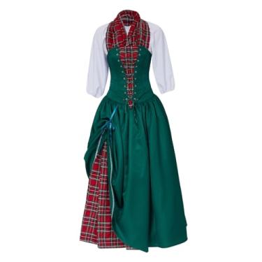 Imagem de Saniplaycos Vestido xadrez escocês tradicional renascentista das montanhas vestido de Natal reconstituição vestido retrô tartan
