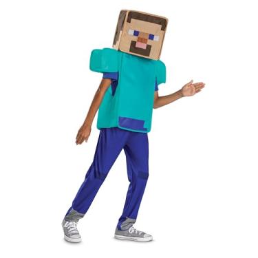 Imagem de Fantasia de Minecraft Steve para crianças, fantasia oficial de Minecraft Pop Out com acessório para cabeça, tamanho infantil (4-6)