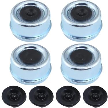 Imagem de MAAYKOM 4 peças de tampa contra poeira do cubo da roda do reboque de 5 cm, plugue de borracha da tampa de graxa do rolamento do eixo do reboque, adequado para navios, trailers e trailers. (prateado)