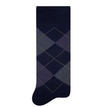 Imagem de Kit 3 Pares Meia Social Selene Masculina Quadriculada 8010, Marinho, 3