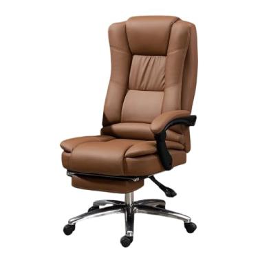 Imagem de Cadeira de escritório ergonômica para jogos com função reclinável para dormitório em casa e cadeira executiva de couro genuíno para jogos