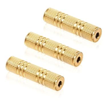 Imagem de FdcLixuvol 3 peças 1/20.3 cm TRS/TS fêmea para conector adaptador estéreo fêmea, acoplador de 3,5 mm, adaptador auxiliar fêmea para fêmea, acoplador de trocador de gênero, extensor de conectores de