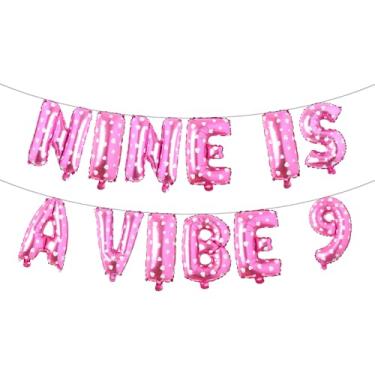 Imagem de Nine Is A Vibe Birthday Decorations Groovy 9th Birthday Party Supplies Nine Balloon Hippie Banner Decor Retro Decor for Nine Years Old Girl (NINE IS A VIBE 9 Pink Heart)