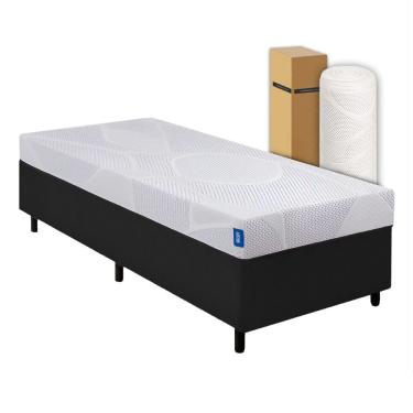 Imagem de Cama Box Solteiro Desmontável Preta + Colchão Umaflex Fit Firm D33 17cm Altura - Orthocamas