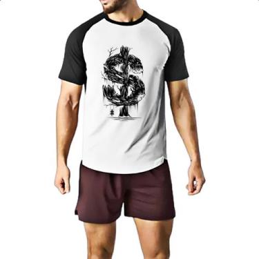 Imagem de Camiseta Raglan Cifrao arvore e balanco - Alearts, P