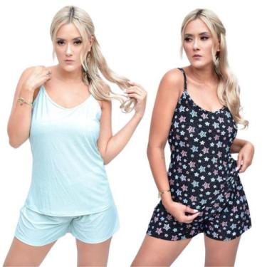 Imagem de Kit 2 Conjuntos Pijamas Alça Leve Baby Doll Adulto Feminino Liganete -