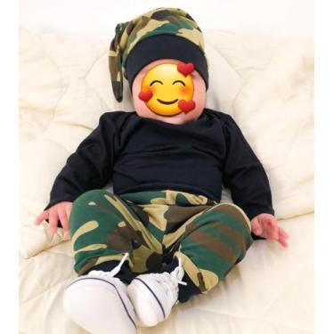Imagem de Conjunto bebê camuflado com touca - Kadu modas , Preto, GG