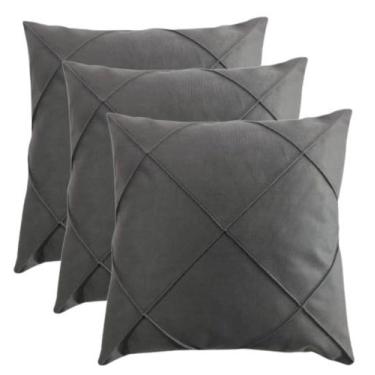 Imagem de Kit 3 Almofada Suede Drapeada Macia Decorativa- 45x45 - Enxovais Anna 