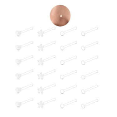 Imagem de MODRSA Piercing de nariz transparente de 18 g para trabalho, retentores de piercing de plástico reto para cirurgia, esporte, escola, pequeno, pequeno, invisível, piercing de narina, espaçadores, capa