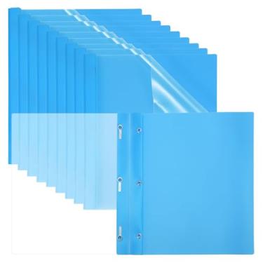 Imagem de PATIKIL Capas de relatório de plástico com pino, 10 peças, 80 folhas transparentes de apresentação frontal com 3 fixadores de pinos de metal, pasta de relatório para retomar documentos, arquivos