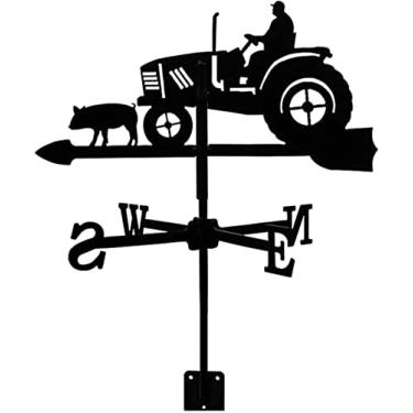 Imagem de Cata-vento Requintado Garoupa Caminhão Trator Cata-vento Com Seta Ornamento De Aço Inoxidável Torneira Indicador De Direção Estaca De Jardim Arte Decoração, Tractor