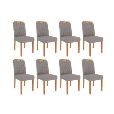 Imagem de Kit 8 Cadeiras Sala Jantar Paola Wood 8 Un Carvalho/Linho Grafite - Ci