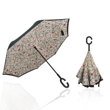 Imagem de Guarda Chuva Invertido Reforçado Tecido Duplo Para Carros  Invertido E