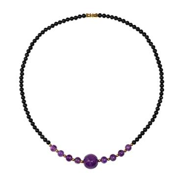 Imagem de Jewever Colar gargantilha feminina com cristais de cura e pedra da lua, pedra da lua, meditação equilibrada, joias, presentes, Pedra, Ametista