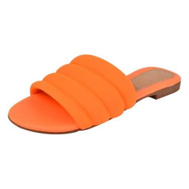 Imagem de Chinelo Feminino Confortavel Slide Neon Casual  -  Calce Bem , Laranja
