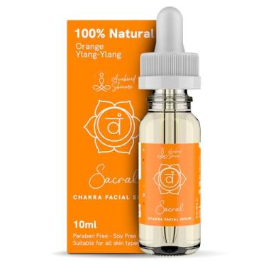Imagem de Sérum facial Sacral Chakra mistura de óleos essenciais, sérum hidratante natural e orgânico para o rosto com óleos de girassol, argan, damasco, alecrim, lavanda para jornada espiritual, paz e conexão