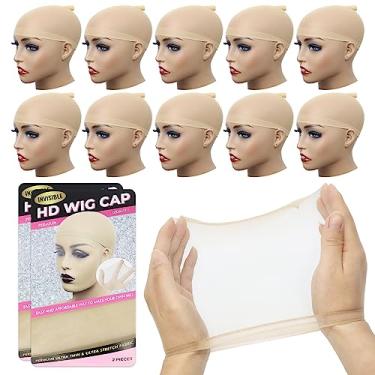 Imagem de Boslance Touca de peruca HD para peruca frontal de renda, touca de meia HD para perucas invisível, touca de peruca transparente para perucas touca de peruca marrom claro touca careca Nylo para