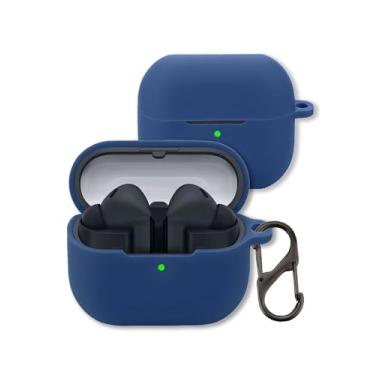 Imagem de Capa para fones de ouvido Samsung Galaxy Buds 3 FE, capa protetora de silicone macio FJIASTB com mosquetão, à prova de choque (azul escuro)