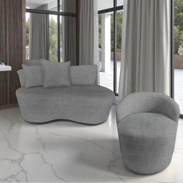 Imagem de Kit Namoradeira + Poltrona Yara Orgânica Linho Cinza - Mansão Decor