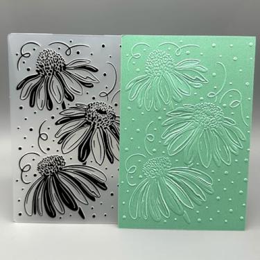 Imagem de Modelo de pasta em relevo de plástico 3D textura equinácea tamanho A6 para fazer cartões, faça você mesmo, scrapbooking, papel, artesanato, artesanato, scrapbook, artes, decoração