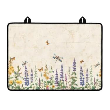 Imagem de Cugasmaru Tampa superior de fogão elétrico Dargonfly floral capas de bancada protetor de fogão elétrico resistente a arranhões capa de forno de topo plano, tapete de borracha térmica capas dobráveis