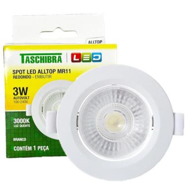 Imagem de Kit 5 Spot Led Redondo Embutir 3w Luz Quente 3000K Amarela - TASCHIBRA
