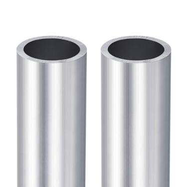 Imagem de DTGN Tubo redondo de alumínio de 9,9 cm x 2 cm x 1,6 cm (CxODxID) - Pacote com 2 - Bom para artesanato DIY - Tubo reto de alumínio 6063 - Prata