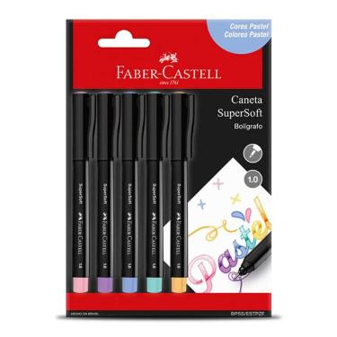 Imagem de Caneta hidr Supersoft Pen 1.0mm pastel 5 unid Faber-Castell