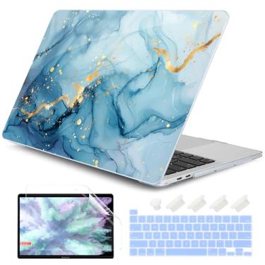 Imagem de DONGKE Compatível com MacBook Pro 13 polegadas 2024 2023-2020 versão A2338 M2/M1 A2251 A2289 com tela retina e Touch ID, capa rígida de plástico, capa de teclado e película de tela - Fluidos fluidos