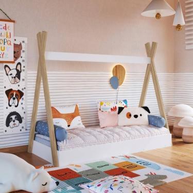 Imagem de Cama Infantil Cabana Montessoriana De Solteiro Para Menino Menina Branco