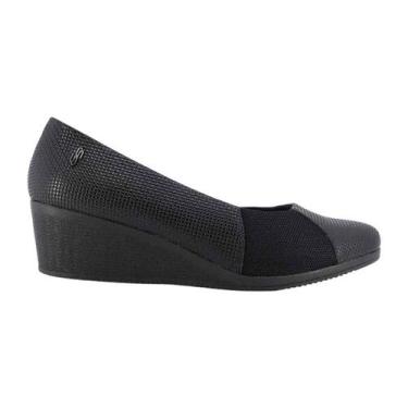 Imagem de Sapato Feminino Scarpin Usaflex Couro Preto Salto Plataforma AA3813 An