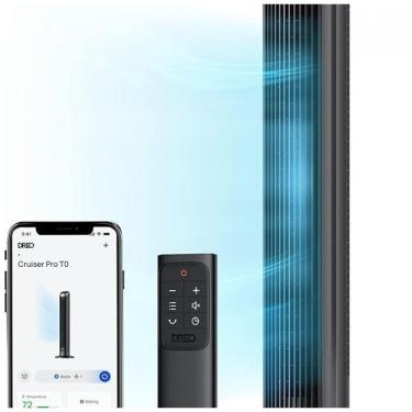 Imagem de Ventilador de torre inteligente Dreo para quarto, ventilador de pé oscilante de 90° de 40", alta velocidade de 26 pés/s, 5 velocidades e 4