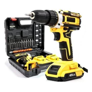 Imagem de Parafusadeira Furadeira 48v Profissional 2 Baterias Sem Fio Cor Amarel
