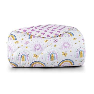 Imagem de Edredom Cobertor Lutti Solteiro Infantil Dupla Face 200 Fios Rainbow A