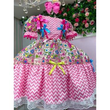 Imagem de Vestido Junino Quermesse de Luxo Pink - Tecido Tecnossport Plus - Fabu