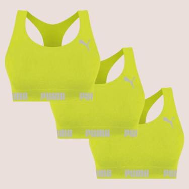 Imagem de Kit Com 3 Tops Puma Nadador Sem Costura E Sem Bojo Fitness Fit Para Academia Corrida Treino-Feminino