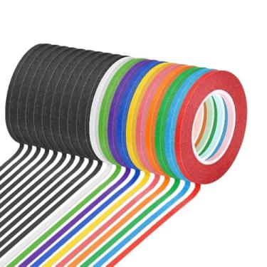 Imagem de KAIYUEMAOYI Fita para Quadro Branco, Fita para Quadro Branco, Linha, Artesanato, Adesivo, Gráfico, Grade, Fitas Isolantes, Risca de Giz, Drapeado, 20 Rolos