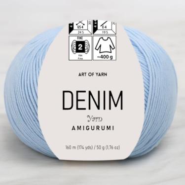 Imagem de Jeans Amigurumi Fio Arte 55% Algodão 45% Poliacrílico 50 g 174 m Macio Suave Esporte Fino (2) Cobertores de Tricô Crochê Roupas de Bebê Mais Cores (Azul Celeste, Pacote 1)