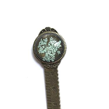 Imagem de SUNESA Marcador de página 1 peça marcador de página criativo retrô bronze redondo 10 cm régua vintage metal colorido flor vidro pedras preciosas como marcador de página de livro marcador de página de