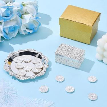 Imagem de ORIGACH Conjunto de moedas de casamento retangulares de prata, Arras de Boda, caixa redonda com 13 moedas de Jesus e bandeja em relevo, acessórios de casamento para cerimônias