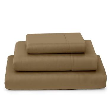 Imagem de SKY BEDDINGS Conjunto de lençóis 100% algodão, solteiro, GG, 3 peças - 400 fios de cetim, resfriamento, hotel luxuoso com bolsos profundos, lençol solteiro extra longo para dormitório