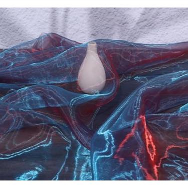 Imagem de Tecido de organza transparente de dois tons iridescente - 3,3 jardas de comprimento, 140 cm de largura - para bricolage, artesanato de costura, decorações de casamento e festa, tule, gaze, borda