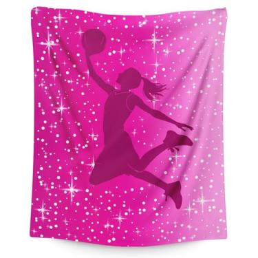 Imagem de Cobertor infantil para meninas, presentes de basquete para jogadores, Natal, 102 x 127 cm, aconchegante, quente, basquete, flanela, para sofá, cadeiras, viagens, todas as estações